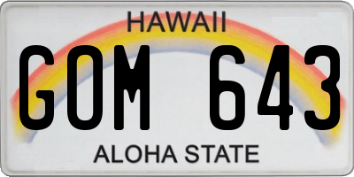 HI license plate GOM643