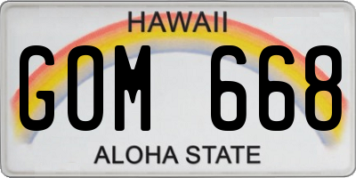HI license plate GOM668