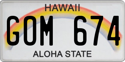 HI license plate GOM674