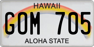 HI license plate GOM705