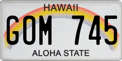 HI license plate GOM745