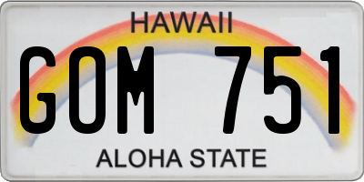 HI license plate GOM751