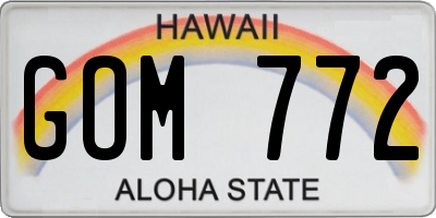 HI license plate GOM772