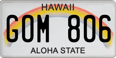 HI license plate GOM806