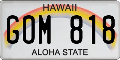 HI license plate GOM818