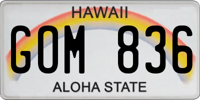 HI license plate GOM836