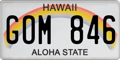 HI license plate GOM846