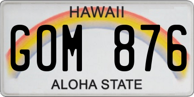 HI license plate GOM876