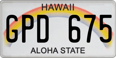 HI license plate GPD675