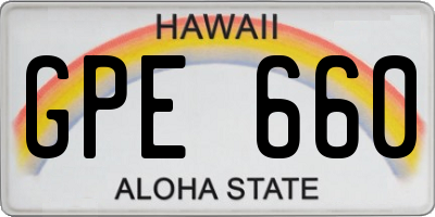 HI license plate GPE660