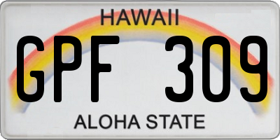 HI license plate GPF309