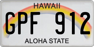 HI license plate GPF912