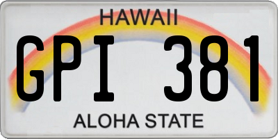 HI license plate GPI381