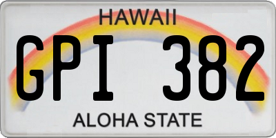 HI license plate GPI382
