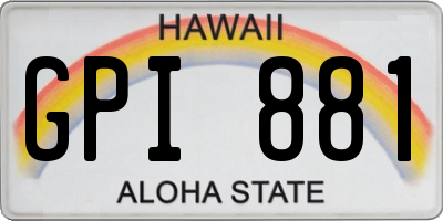 HI license plate GPI881