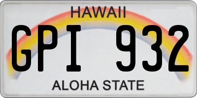 HI license plate GPI932