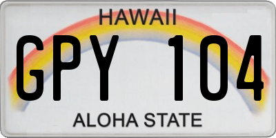 HI license plate GPY104