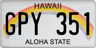 HI license plate GPY351