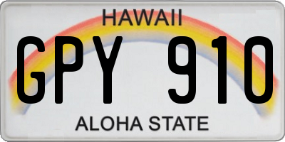 HI license plate GPY910
