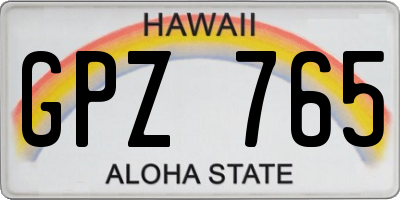 HI license plate GPZ765