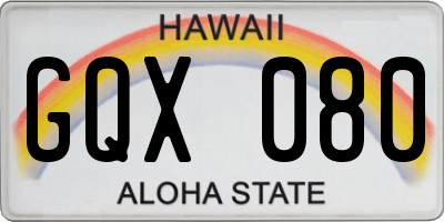 HI license plate GQX080