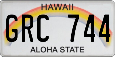 HI license plate GRC744