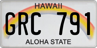 HI license plate GRC791
