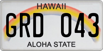 HI license plate GRD043