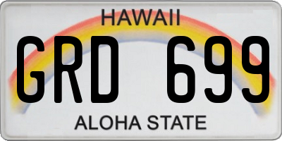 HI license plate GRD699