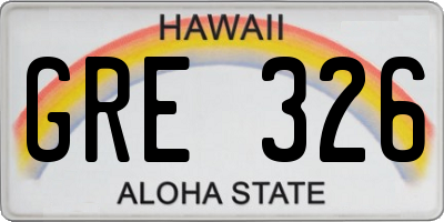 HI license plate GRE326
