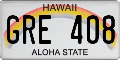 HI license plate GRE408