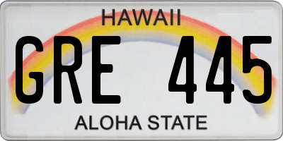 HI license plate GRE445
