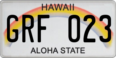 HI license plate GRF023