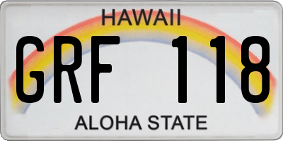 HI license plate GRF118