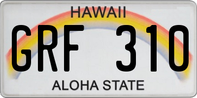 HI license plate GRF310