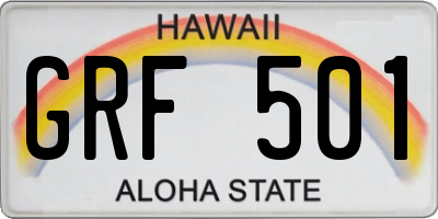 HI license plate GRF501