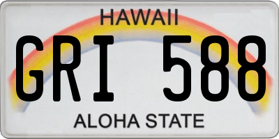 HI license plate GRI588
