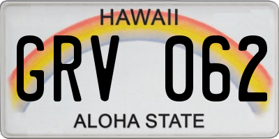 HI license plate GRV062
