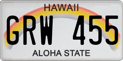 HI license plate GRW455