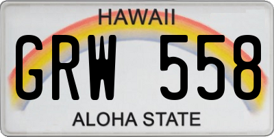 HI license plate GRW558