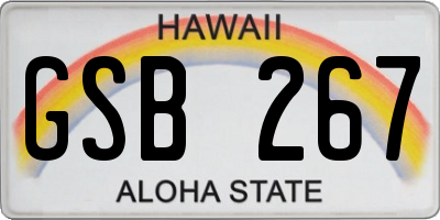 HI license plate GSB267