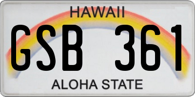 HI license plate GSB361