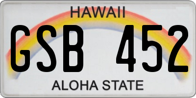 HI license plate GSB452