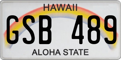 HI license plate GSB489