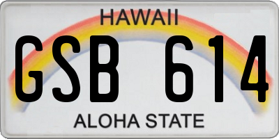 HI license plate GSB614