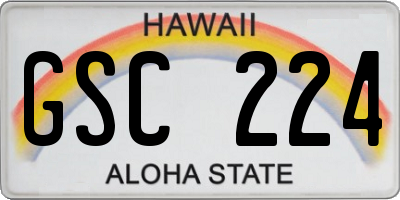 HI license plate GSC224
