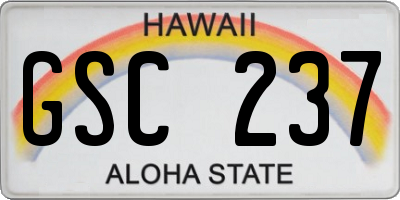 HI license plate GSC237