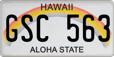 HI license plate GSC563