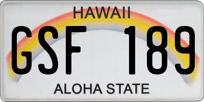 HI license plate GSF189