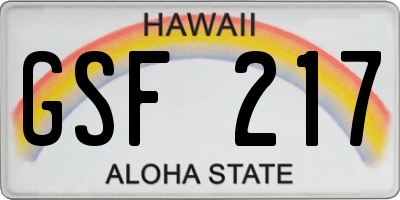 HI license plate GSF217